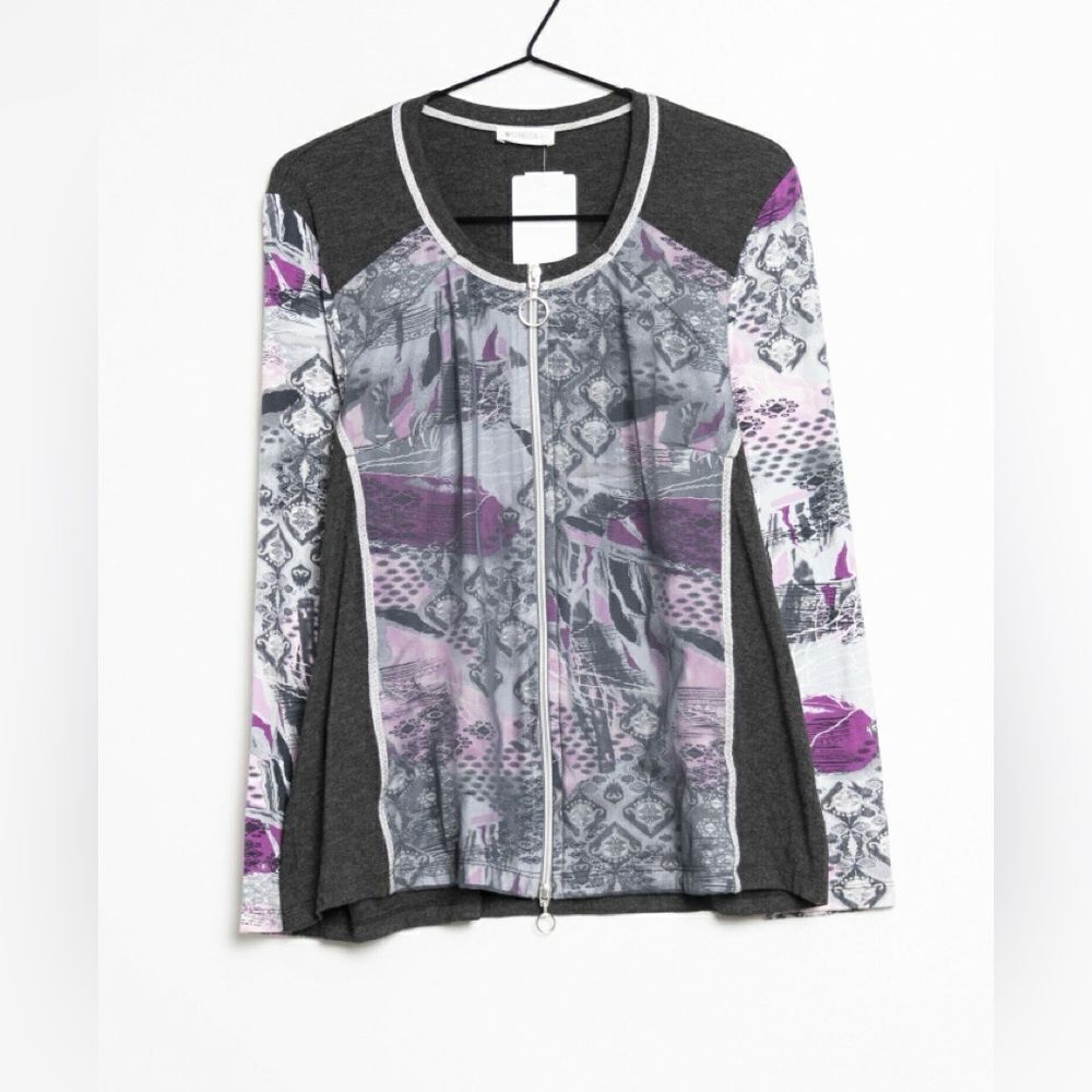 BONITA XL Floral Unisex Mixed Media Burnout Jacket Zip Up